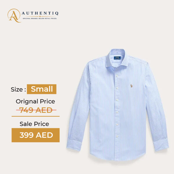 Polo Ralph Lauren Men’s Light Blue & White Striped Oxford Button-Down Shirt