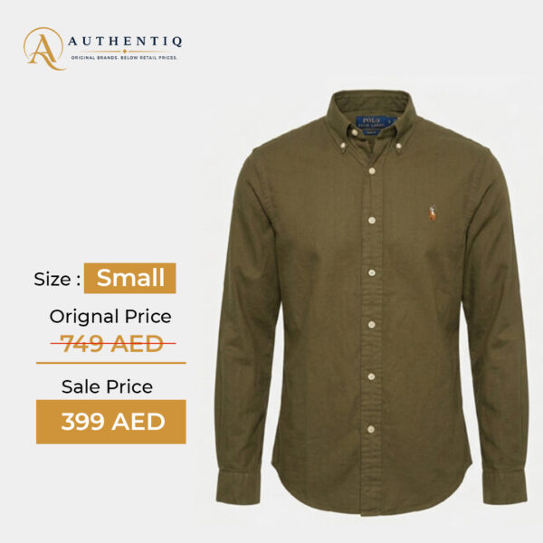 Polo Ralph Lauren Men’s Custom Fit Garment-Dyed Oxford Shirt   Olive Green