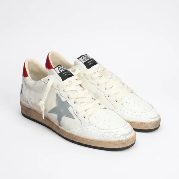 Golden Goose Ball Star Sneakers – White, Grey & Red